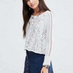 Free People Cross Cable Knit Open Back Sweater